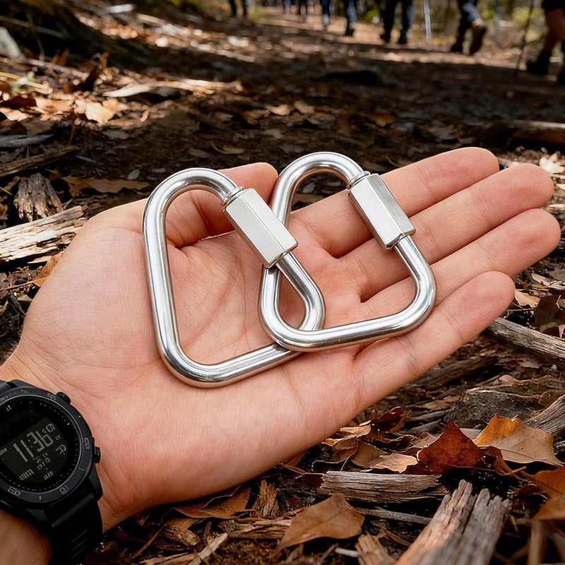 DAJOUJS Triangle Carabiner Clips for Slackline - Heavy Duty Stainless Steel Quick Link Chain Connector - 4/6 /8 Pack - Image 2